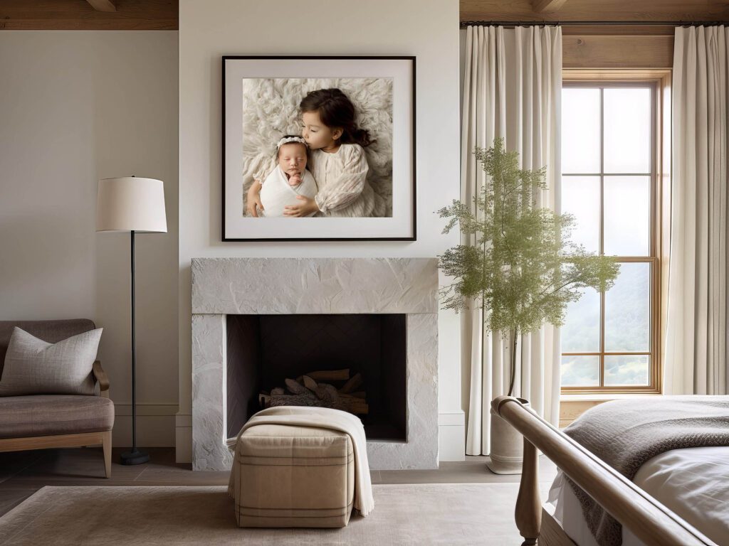 Newborn photo on wall art