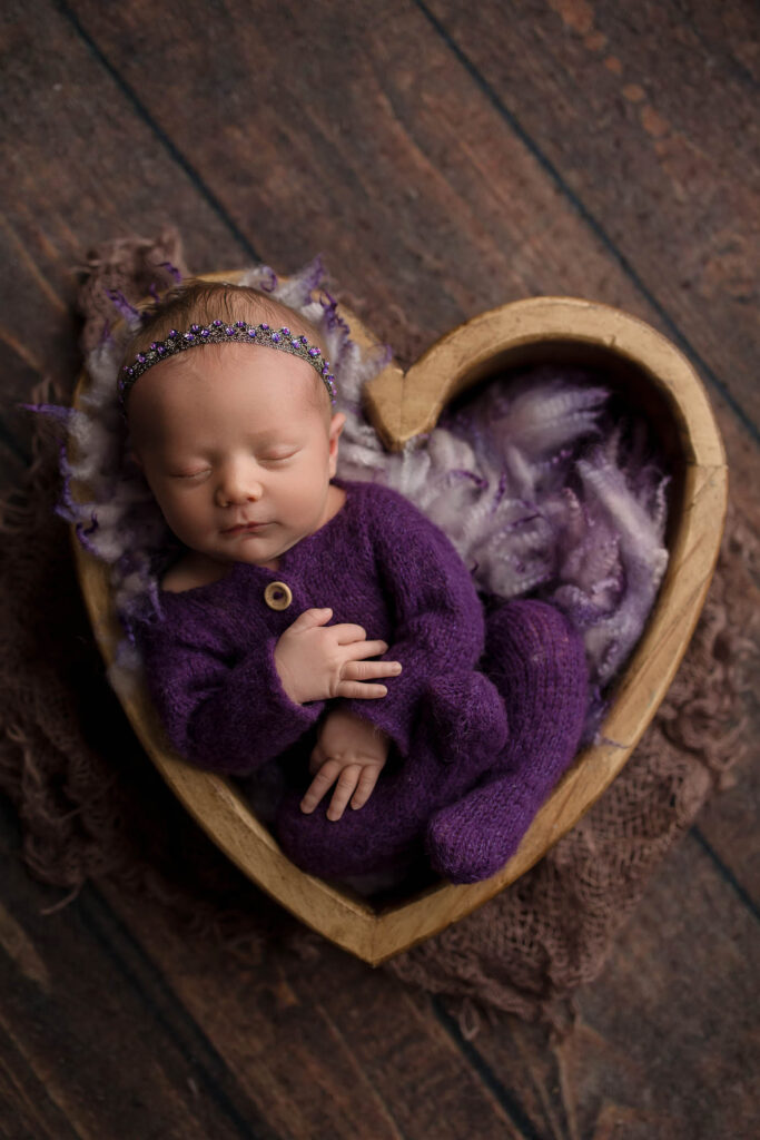 phoenix newborn baby in purple heart
